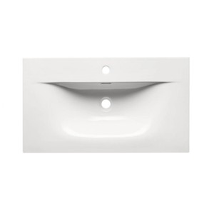 Umywalka nablatowa t.b.t., biała ceramika, widok z góry.