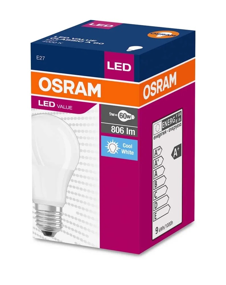 Żarówka LED VALUE CLASSIC A60 9W E27 806 lm 4000K