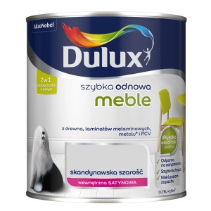 Farba do mebli Dulux szary skandynawski, satynowe wykończenie, do drewna, laminatu, metalu i PCV.