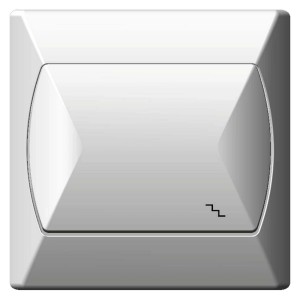 Biały włącznik t.b.t. do światła, symbol oświetlenia schodowego, z kategorii wyłączniki i przyciski.