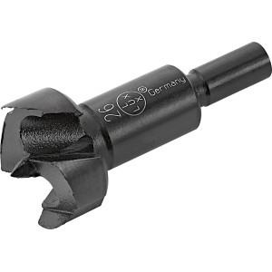 Zbliżenie wiertła do zawiasów LUX Comfort Ø 26 mm ze stali narzędziowej.