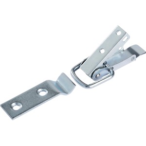 Ocynkowane zamknięcie skrzyni z hakiem, 75x18mm, do bezpiecznego transportu skrzyń.