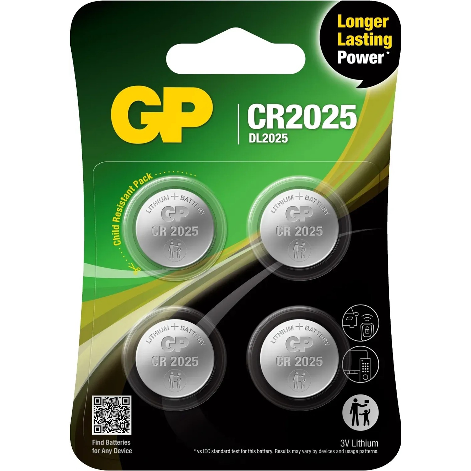 GP Bateria litowa guzikowa CR2025 3 V 4 szt