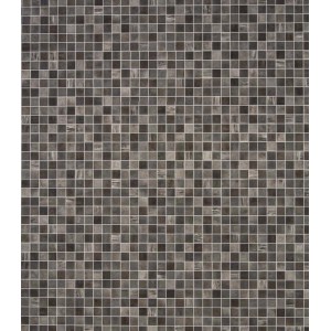 t.b.t. Wykładzina podłogowa PCV z małymi, kwadratowymi płytkami mozaikowymi w odcieniach szarości i brązu.