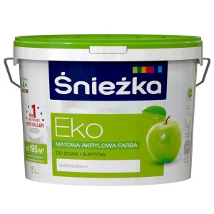 Wiadro białej, matowej farby do ścian Śnieżka Eko. Idealna do wnętrz.