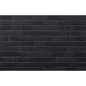Czarne płytki klinkierowe t.b.t. o wyglądzie cegły do wewnątrz i na zewnątrz.