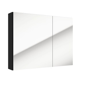 Szafka z lustrem t.b.t. z czarną ramą.