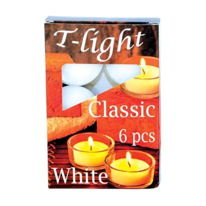Świeca tealight biała - 6 szt.