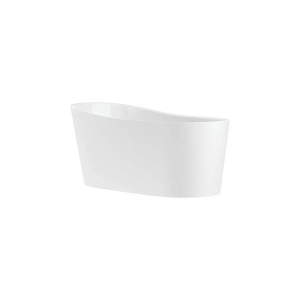 Wolnostojąca wanna w kolorze białym, owalny kształt.
