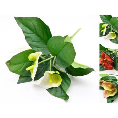 Anturium bukiet sztuczny 3 kwiatów - 42 cm