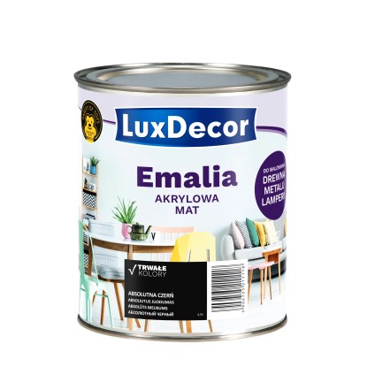 LuxDecor Emalia akrylowa do drewna i metalu mat absolutna czerń 750 ml