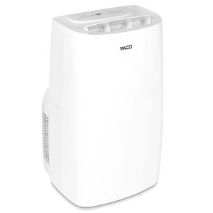 Biały, przenośny klimatyzator t.b.t. do użytku wewnętrznego.