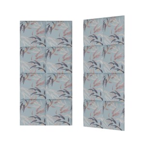 Panele ścienne t.b.t. z motywem liści, jasnoniebieskie.