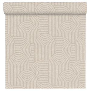 Rolka tapety z beżowym wzorem stylizowanych tęcz. Tapeta dekoracyjna do wnętrz.