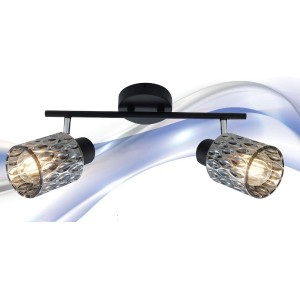 Candellux lampa sufitowa BILL listwa czarna 2xE27 40W klosz dymiony