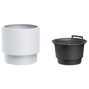 Doniczka t.b.t., biała i czarny wkład z uchwytami.