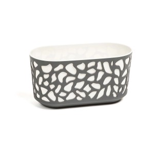 Antracytowo-kremowa doniczka Duet z ażurowym wzorem, 40x20,5x19,5 cm, do wnętrz.
