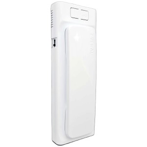 Biały moduł domofonu t.b.t., widok szczegółowy.