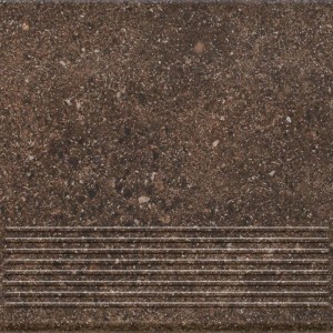 Brązowa listwa przypodłogowa/obrzeże t.b.t z żebrowanym brzegiem.