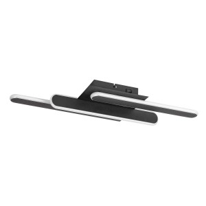 Nowoczesna czarna lampa sufitowa LED z trzema elementami świetlnymi dla stylowego oświetlenia.