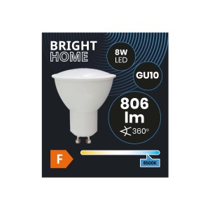 Biała żarówka LED GU10, 8W, 806 lumenów, 6500K. Energooszczędna żarówka LED.