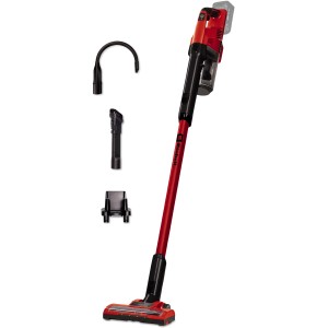 Einhell Power X-Change TE-SV 18 Li-Solo: Czerwono-czarny odkurzacz akumulatorowy z akcesoriami.
