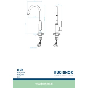 Rysunek techniczny: bateria umywalkowa t.b.t. z wymiarami.