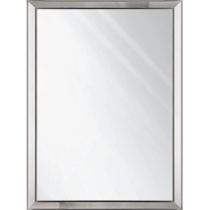 Prostokątne lustro w srebrnej ramie do garderoby.