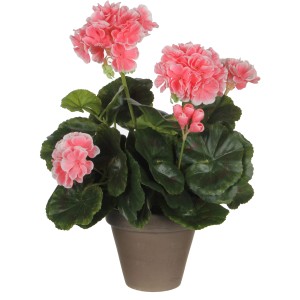 Sztuczna pelargonia w doniczce, brzoskwiniowa, Ø 20x34 cm. Dekoracyjna roślina doniczkowa.