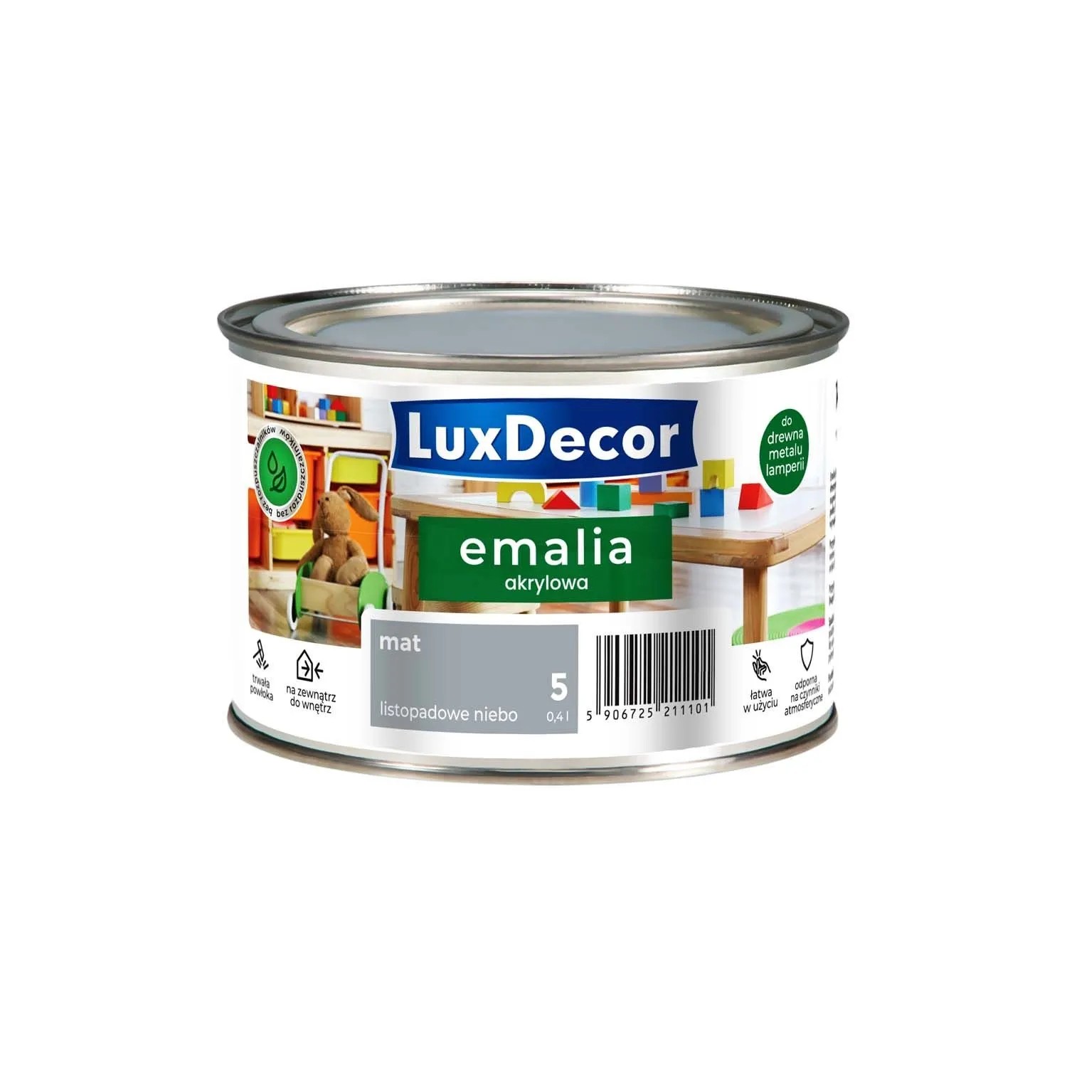 LuxDecor Emalia akrylowa do drewna i metalu mat listopadowe niebo 400 ml
