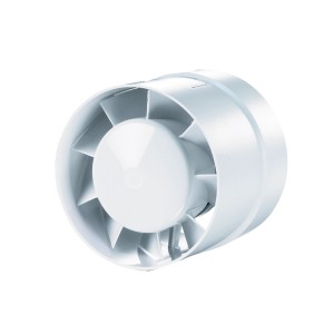 Biały, okrągły t.b.t. wentylator zewnętrzny do montażu na ścianie.