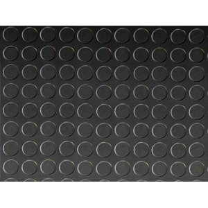 Czarna wykładzina podłogowa PCV t.b.t. ze wzorem wypustek.