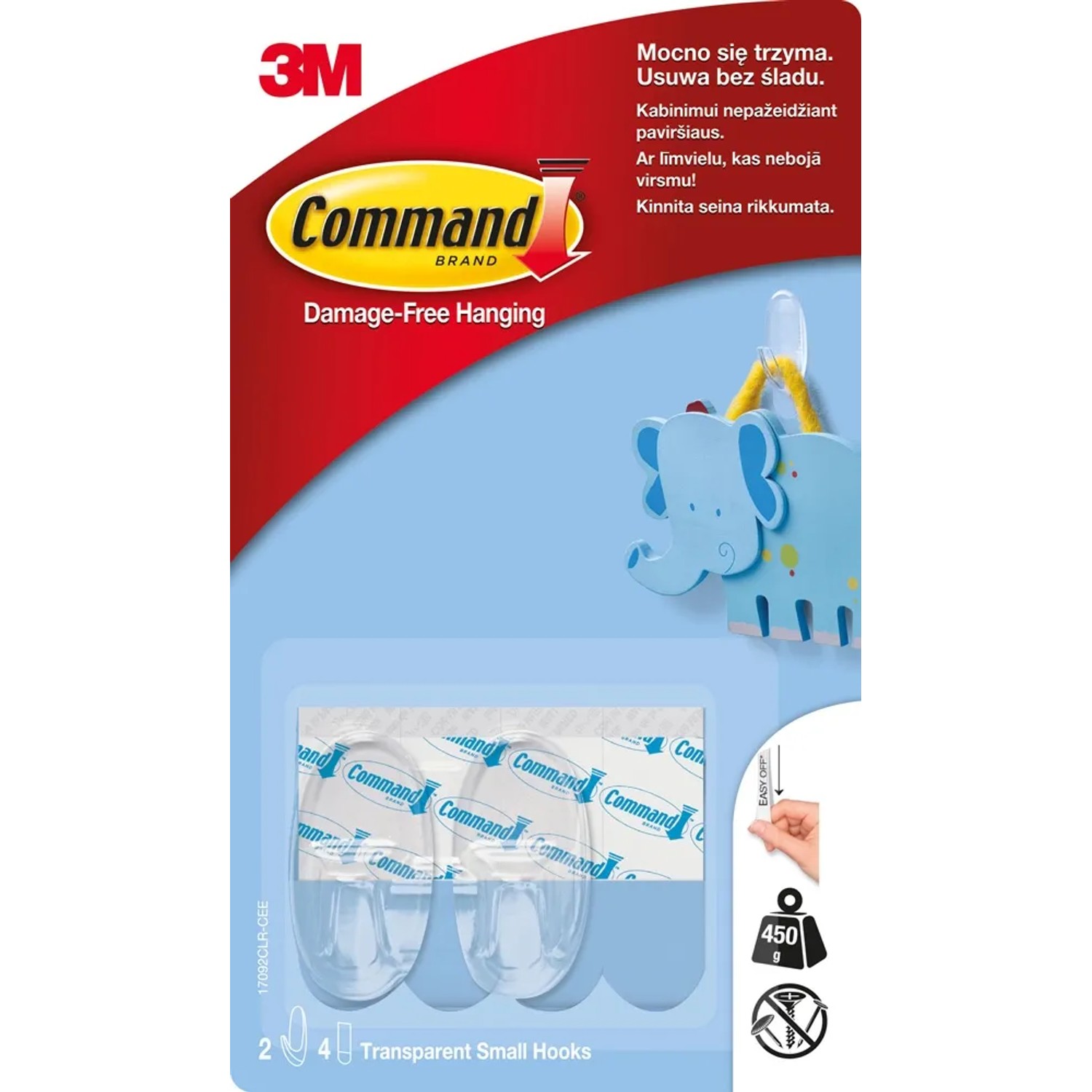 3M Command Przezroczyste haczyki wielokrotnego użytku do 450 g  2 szt.