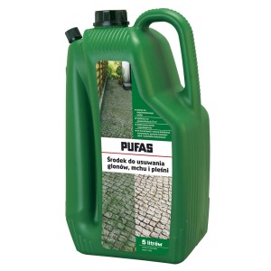 Zielony 5L kanister Pufas do usuwania alg, mchu i pleśni z płyt kamiennych.
