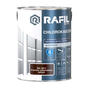 Puszka farby Rafil Chlorokautschuk, brązowa (RAL 8017), do metalu i betonu.