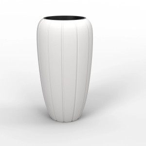 Biała donica z tworzywa sztucznego Orbis Gaja, Ø 40 cm, wysokość 74,7 cm. Nowoczesny design do wewnątrz i na zewnątrz.