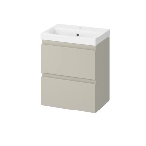 t.b.t. Szafka pod umywalkę z dwiema szufladami i białą umywalką.