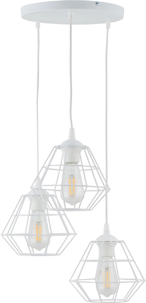 TK Lighting Lampa wisząca DIAMOND NEW koło biała 3xE27 kupuj
