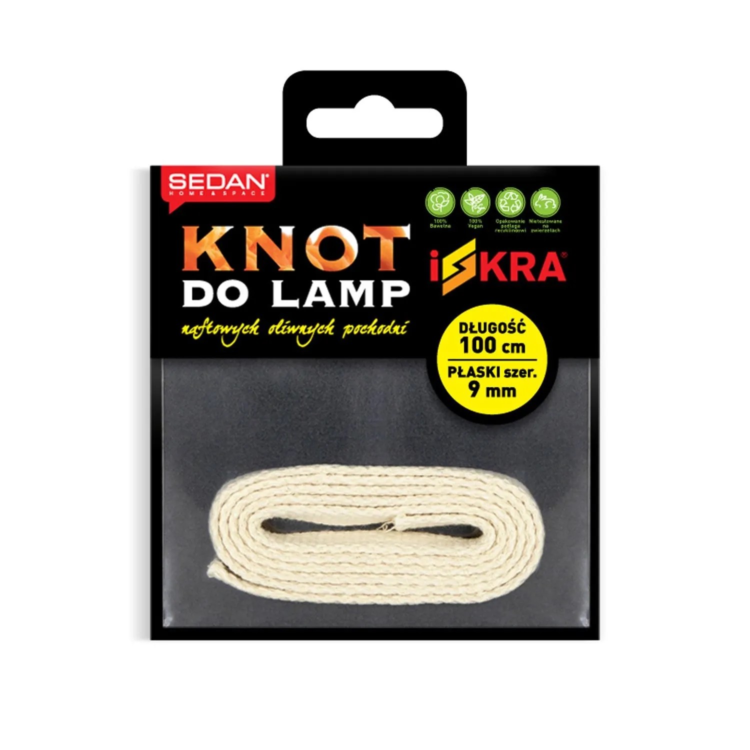 Knot do lamp naftowych płaski Iskra - 9 mm