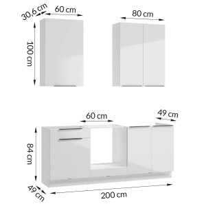 Zestaw mebli kuchennych t.b.t. z wymiarami. Idealny do planowania kuchni.