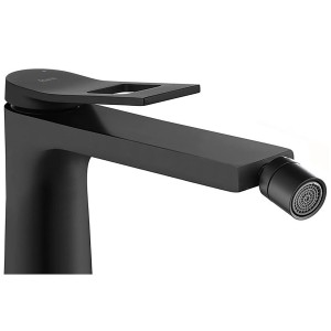 Czarna bateria bidetowa t.b.t. do łazienki.