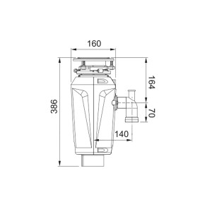 Rysunek techniczny akcesorium do zlewozmywaka t.b.t. z wymiarami.