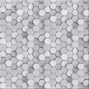 Srebrne heksagonalne płytki dekoracyjne 3D do dekoracji ścian.