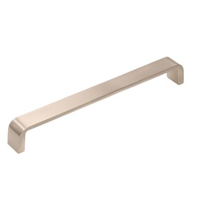 Nowoczesny, srebrny uchwyt meblowy t.b.t. do szafek i szuflad.