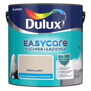 Puszka farby do łazienek Dulux EasyCare, beżowa. Farba lateksowa, matowa.