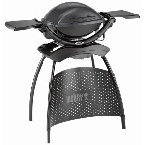 Weber Q1400 elektryczny grill stojący ze stolikami, 2200 W, idealny na balkon i do ogrodu.