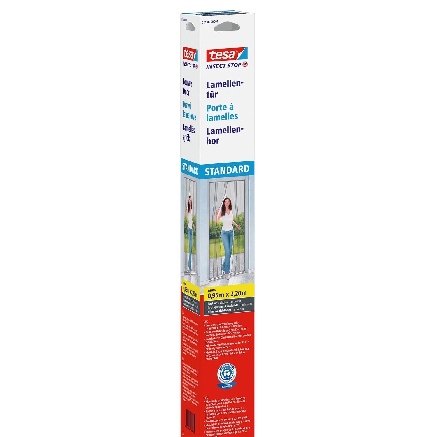 Tesa Moskitiera drzwiowa lamela antracyt - 95 x 220 cm