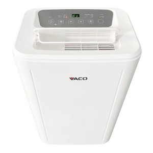 Biały osuszacz powietrza t.b.t. z cyfrowym wyświetlaczem.