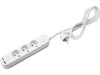 Przedłużacz 3-gniazdkowy Z/U + USB/USB C biały - 1,4 m