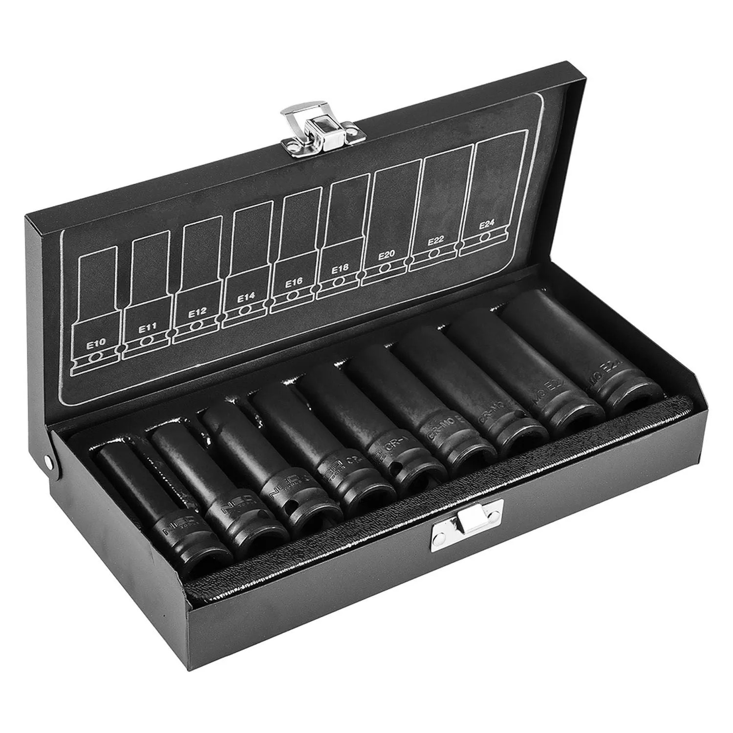 Neo Tools Zestaw nasadek udarowych 1/2" E10-E24 - 9 szt.